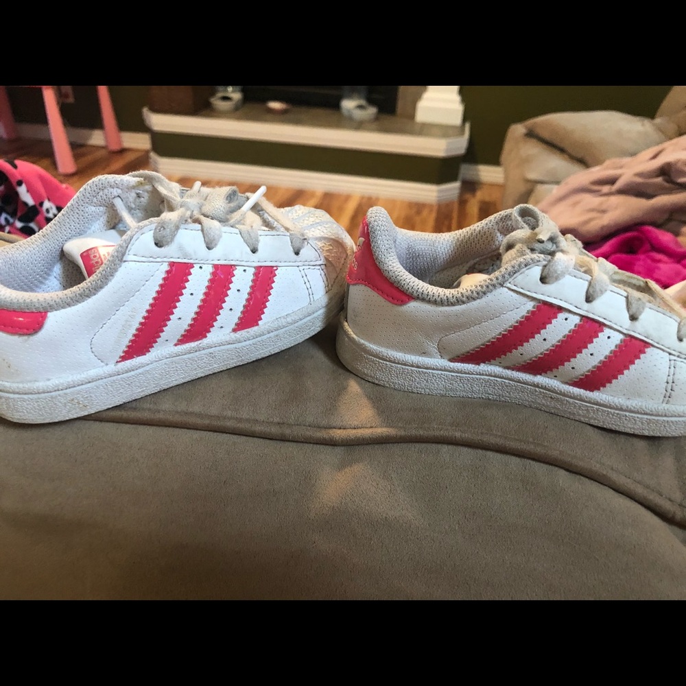 Size 8T pink Adidas Superstar